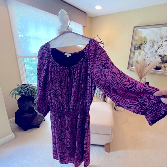 Shoshanna size 8 silk dress in bright pink and blue pattern.  Worn once. - Picture 2 of 5